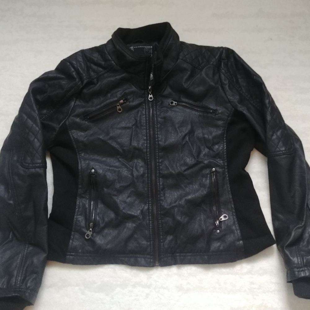 Faux-leather ladies motto jacket